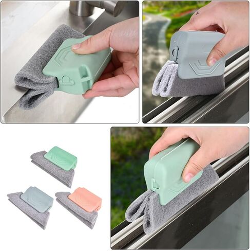 DOITOOL 3pcs Window Cleaning Brush Set for Groove and Crevice Cleaning, Household Scrub Brushes for Sliding Door Tracks, Grout, and Small Spaces, Green/Gray/Pink in Saudi Arabia