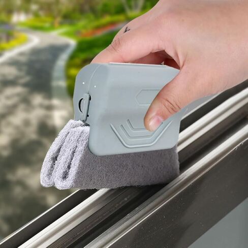 DOITOOL 3pcs Window Cleaning Brush Set for Groove and Crevice Cleaning, Household Scrub Brushes for Sliding Door Tracks, Grout, and Small Spaces, Green/Gray/Pink in Saudi Arabia