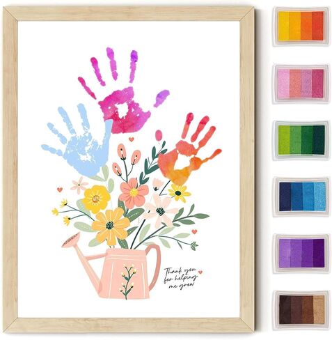 Physkoa DIY Handprint Flower Craft Kit for Kids–12"x16" Art Gift with Wood Frame–Keepsake for Mom or Grandma–Meaningful Birthday or Thank You Gift (2 Art Styles Included) in Saudi Arabia