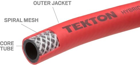 TEKTON 3/8 Inch I.D. x 25 Foot Hybrid Air Hose (300 PSI) | 46135 | Made in USA in Saudi Arabia