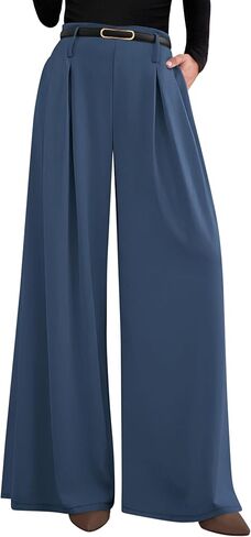 Prettygarden Womens Fall Wide Leg Brouls 2025 High Flastic Weist Lourd Long Flowy Palazzo Pants مع جيوب in Saudi Arabia
