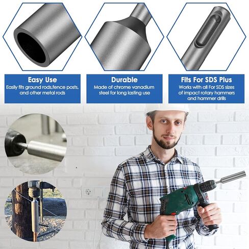 SDS Plus Ground Rod Driver for 5 / 8Inch and 3 / 4Inch Ground Rods Hardened Steel Rod Driver 17mm Stake Hammer Drill Grounding for All SDS Plus Rotary Hammer Drill in Saudi Arabia