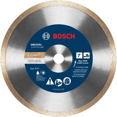 BOSCH DBC0701 7 بوصة. عجلة ماسية ذات حافة مستمرة | قطع دقيقة، لمسة نهائية ناعمة | بلاط سيراميك، أردواز، بورسلين، رخام | منشار البلاط in Kuwait