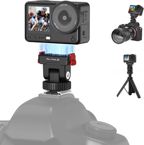 BRDRC Action 6 حامل محول الحذاء البارد لـ DJI Osmo Action 6، محول مغناطيسي سريع التحرير لـ DJI Osmo Nano، قابل للتعديل بزاوية 180 درجة وحامل ثلاثي القوائم بفتحة لولبية 1/4 بوصة لملحقات التصوير الفوتوغرافي DSLR in Saudi Arabia