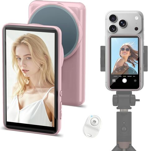 VLOG Selfie Monitor Screens لـ iPhone/Android ، شاشة شاشة Selfie Camera ذات الكاميرا المغناطيسية مع REMOTE/SPEAKER من Bluetooth ، وتسجيل 4K/لا تأخير لاسلكي للبث المباشر Tiktok in Kuwait