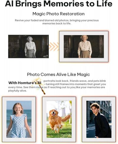 إطار صور رقمي بتقنية الذكاء الاصطناعي مقاس 10.1 بوصة - إطار صورة رقمي بتقنية WiFi بسعة 64 جيجابايت، وشاشة لمس بدقة 1920 × 1200 IPS FHD، ومستشعر للحركة، وصور AI ديناميكية، وتخزين سحابي غير محدود، وهدايا لعيد الميلاد/العائلة/ديكور المنزل in Kuwait