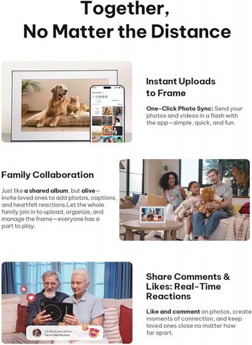 إطار صور رقمي بتقنية الذكاء الاصطناعي مقاس 10.1 بوصة - إطار صورة رقمي بتقنية WiFi بسعة 64 جيجابايت، وشاشة لمس بدقة 1920 × 1200 IPS FHD، ومستشعر للحركة، وصور AI ديناميكية، وتخزين سحابي غير محدود، وهدايا لعيد الميلاد/العائلة/ديكور المنزل in Kuwait