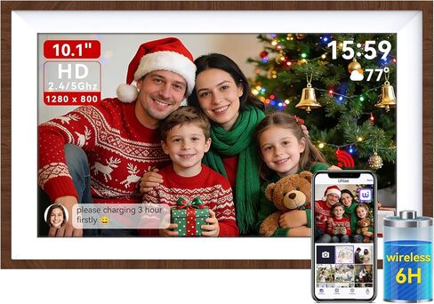 إطار صور رقمي Uhale واي فاي 10.1 بوصة مع بطارية 3000 مللي أمبير في الساعة، تخزين 32 جيجابايت HD IPS شاشة تعمل باللمس إطار صور رقمي، تدوير تلقائي لعيد الحب لهدايا عيد الحب من الدرجة الأولى in Saudi Arabia
