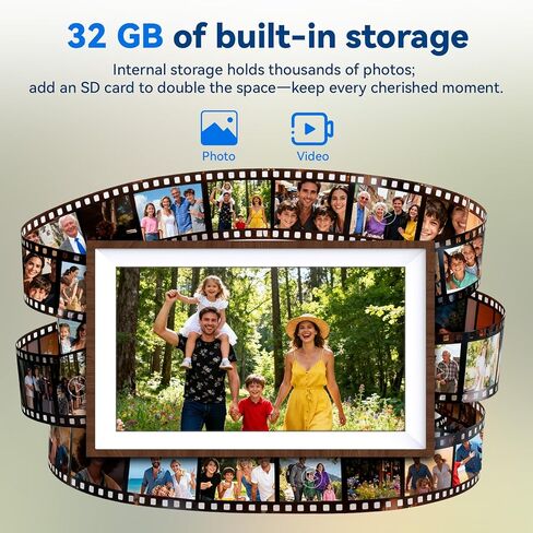 إطار صور رقمي Uhale واي فاي 10.1 بوصة مع بطارية 3000 مللي أمبير في الساعة، تخزين 32 جيجابايت HD IPS شاشة تعمل باللمس إطار صور رقمي، تدوير تلقائي لعيد الحب لهدايا عيد الحب من الدرجة الأولى in Saudi Arabia