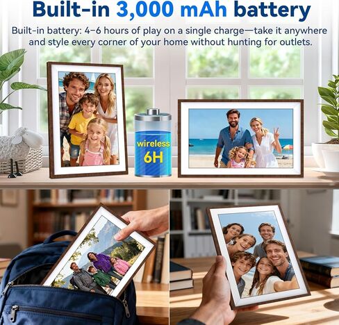 إطار صور رقمي Uhale واي فاي 10.1 بوصة مع بطارية 3000 مللي أمبير في الساعة، تخزين 32 جيجابايت HD IPS شاشة تعمل باللمس إطار صور رقمي، تدوير تلقائي لعيد الحب لهدايا عيد الحب من الدرجة الأولى in Saudi Arabia