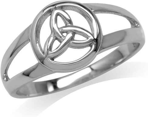 Silvershake 10MM White Gold Plated or Yellow Gold Plated 925 Sterling Silver Scroll/Filigree Triquetra Celtic Knot in Circle Ring Jewelry for Women in Saudi Arabia
