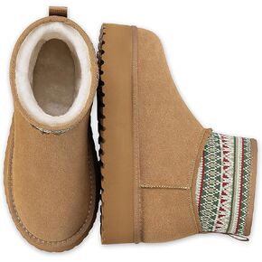 Mishansha Womens Suede Boots Platform Mini Snow Boots دافئة في الكاحل الجوارب الشتوية تصطف أحذية قصيرة in Kuwait