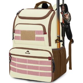 صندوق أدوات صيد السمك على ظهره من MATEIN، حقائب ظهر مقاومة للماء لصيد الأسماك مع حامل مبرد وقضيب، حقيبة صيد كبيرة لتخزين ملحقات معدات الصيد، هدايا صيد للرجال، أسود in Kuwait