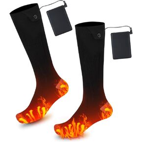 Heated Socks for Men - Rechargeable Electric Thermal Winter Socks with 4 Heat Settings, Battery-Powered Warm Ski Socks for Cold Weather, Hiking, Snow - Outdoor Winter Accessories in Saudi Arabia