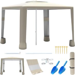 خيمة الشاطئ ، مظلة شاطئية كبيرة 8 '× 8' ل 4-6 أشخاص ، سهلة الإعداد شمس شمس مع حماية upf أكثر in Kuwait