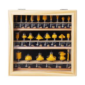 24-Piece Tungsten Carbide Tipped Router Bit Set, 1/4 Shank, Visible Wooden Storage Case with Size Index, for Woodworking Beginners & Professionals in Saudi Arabia