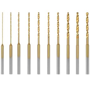 10 Pack Mini Twist Drill Bit Set, 0.6mm-2.2mm Fully Ground Micro Drill Bits Shank Titanium Coated Tiny Drills Bit Hole Drilling Tool, High Speed Steel Jewelry Drills Bits for DIY Wood Bead, Hss 2.35mm in Kuwait