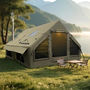 NANJEEN™ | Large Luxury Inflatable Camping Tent,Wind & Rain Resistant,12㎡ Interior,2-4-6-8-10 Person Shelter,8 Minutes Fast Setup with Hand Pump,Chimney Port, Dual Doors,Mosquito-Proof Mesh Windows in Saudi Arabia