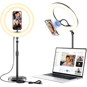مصباح حلقة الكمبيوتر المحمول لمؤتمرات الفيديو ، 6 '' 'LED Desk Soft Halo Lighting مع حامل الهاتف لمكالمات التكبير ، والبث المباشر ، وكاميرا ويب شاشة الكمبيوتر ، وضوء الدائرة المحمولة مع حامل قابل للتعديل in Kuwait