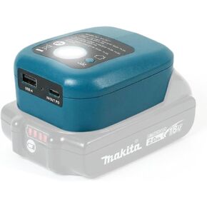 محول بطارية متوافق مع بطارية ماكيتا 14-18 فولت، محول مصدر طاقة البطارية مع منافذ USB-C وUSB-A لـ BL1830B BL1850B BL1850B BL1840B BL1820B، مصباح يدوي LED بقدرة 2 وات in Kuwait