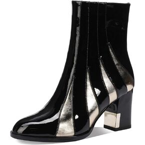 TDD Western Gladiator Boots For Women Winter Ankle Extra Wide Calf Booties Botas Para Mujer Chelsea Leather Chunky Block Dress Combat Warm Lined Cowboy Cowgirl Ladies High Heels in Kuwait