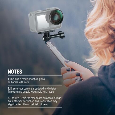 NEEWER FL-B30 OSMO Action 4/5 Pro FOV Boost Lens + محول تركيب AC012 متوافق مع DJI Osmo 360/5 Pro/4/3، عدسة زاوية واسعة مترابطة 185 درجة FOV، ملحقات كاميرا الحركة in Kuwait