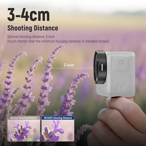 NEEWER LS-68 عدسة ماكرو متوافقة مع كاميرا DJI Osmo Action 5 Pro/4 Action + محول تركيب AC012 لـ Osmo 360/5 Pro/4/3، تكبير 2X، مسافة بؤرية 3-4 سم، ملحقات التصوير الفوتوغرافي عن قرب in Kuwait