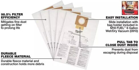 أكياس غبار من الصوف بسعة 6 جالون من LISAN 49-90-1979 لميلووكي (5 قطع) in Kuwait