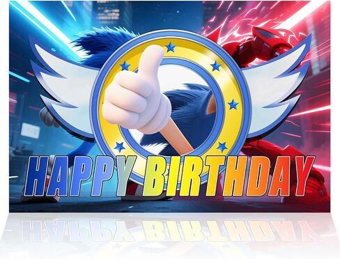 Happy Birthday Backdrop Banner Party Supplies for Blue Hedgehog Dog Birthday Decorations Wall Decor in Saudi Arabia