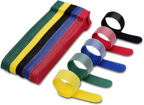 120PCS Cable Ties Reusable - 6 Inches Multi-Colour Adjustable Cord Straps Cord Organizer, Multi-Purpose Reusable Hook and Loop Cable Organizer for Home, Office, Travel, Garage, and Gardening in Kuwait