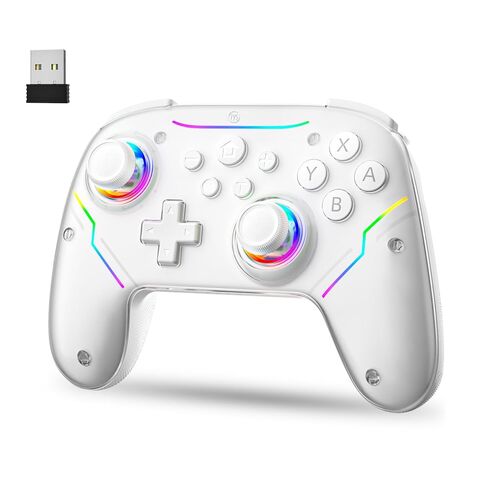 JDDWIN Wireless Controller for Switch 2/Switch/PC/Steam Deck, Hall Effect Joysticks & Triggers/Wake-up Function, Gamepad with RGB Light /Turbo/Programmable/ Dual Vibration Bluetooth USB Adapter for PC (Black) in Saudi Arabia