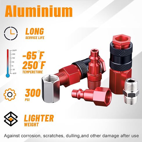 34 PCS 1/4" Air Coupler and Plug Kit,1/4 Inch Lightweight Aluminium Universal Quick Air Hose Fittings Set for Air Compressor Accessories in Saudi Arabia