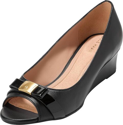 Cole Haan Womens Go-to Malta Peep Toe Bow Wedge in Saudi Arabia