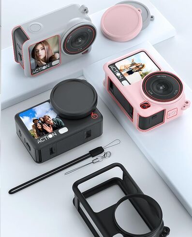 حافظة DJI Action6 - غطاء واقٍ من السيليكون السائل مع حبل قصير، متوافق مع الشحن، مضاد لبصمات الأصابع، مقاوم للغبار، مقاوم للصدمات، ملمس صديق للبشرة (أسود) in Kuwait
