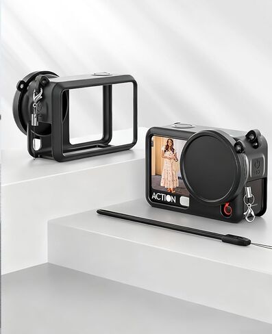 حافظة DJI Action6 - غطاء واقٍ من السيليكون السائل مع حبل قصير، متوافق مع الشحن، مضاد لبصمات الأصابع، مقاوم للغبار، مقاوم للصدمات، ملمس صديق للبشرة (أسود) in Kuwait