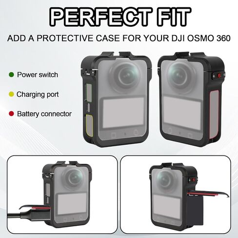 قفص إطار معدني لـ DJI Osmo 360، حافظة كاميرا واقية من سبائك الألومنيوم مع قفل أمان سريع التحرير وحوامل توسيع متعددة لقاعدة مغناطيسية خفيفة للميكروفون in Saudi Arabia
