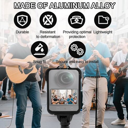 قفص إطار معدني لـ DJI Osmo 360، حافظة كاميرا واقية من سبائك الألومنيوم مع قفل أمان سريع التحرير وحوامل توسيع متعددة لقاعدة مغناطيسية خفيفة للميكروفون in Saudi Arabia
