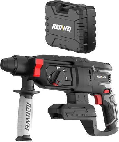 NANWEI 20V Heavy Duty SDS Plus Brushless Cordless Rotary Hammer Drill, Drilling Range 4-14mm, 3 Modes, Includes Two 4.0Ah Batteries, Great for Daily Use and Holiday Gifting (Set 5) in Saudi Arabia