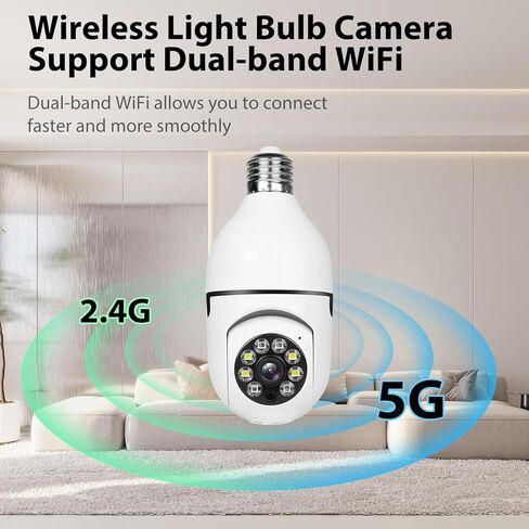 Hawkray Light Bulb Security Camera -5G& 2.4GHz WiFi 2K 3MP Security Cameras Wireless Outdoor Motion Detection and 911 Alarm Monitoring,Open AI Enabled,US Local Cloud, Color Night Vision(2 Pack) in Saudi Arabia