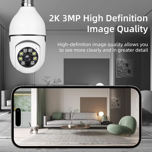 Hawkray Light Bulb Security Camera -5G& 2.4GHz WiFi 2K 3MP Security Cameras Wireless Outdoor Motion Detection and 911 Alarm Monitoring,Open AI Enabled,US Local Cloud, Color Night Vision(2 Pack) in Saudi Arabia
