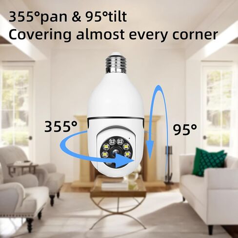 Hawkray Light Bulb Security Camera -5G& 2.4GHz WiFi 2K 3MP Security Cameras Wireless Outdoor Motion Detection and 911 Alarm Monitoring,Open AI Enabled,US Local Cloud, Color Night Vision(2 Pack) in Saudi Arabia