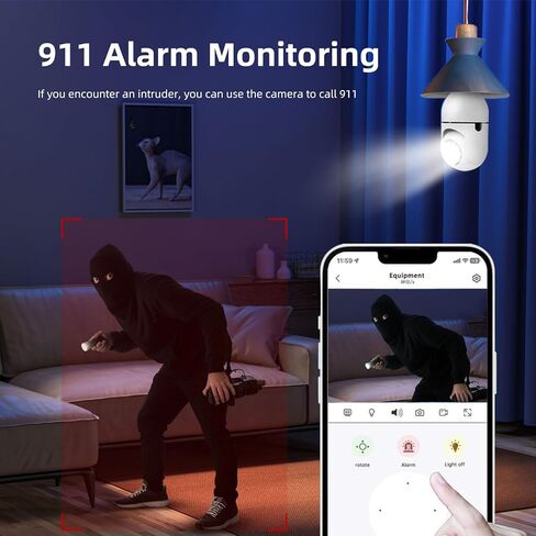 Hawkray Light Bulb Security Camera -5G& 2.4GHz WiFi 2K 3MP Security Cameras Wireless Outdoor Motion Detection and 911 Alarm Monitoring,Open AI Enabled,US Local Cloud, Color Night Vision(2 Pack) in Saudi Arabia