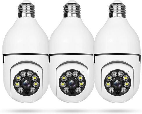 Hawkray Light Bulb Security Camera -5G& 2.4GHz WiFi 2K 3MP Security Cameras Wireless Outdoor Motion Detection and 911 Alarm Monitoring,Open AI Enabled,US Local Cloud, Color Night Vision(2 Pack) in Saudi Arabia