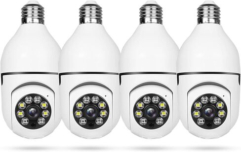 Hawkray Light Bulb Security Camera -5G& 2.4GHz WiFi 2K 3MP Security Cameras Wireless Outdoor Motion Detection and 911 Alarm Monitoring,Open AI Enabled,US Local Cloud, Color Night Vision(2 Pack) in Saudi Arabia
