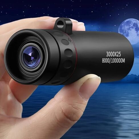 Portable Binoculars, 3000x25 Long-Focus HD Professional Monocular for Adults, Suitable for Outdoor Camping and Hunting (Black) in Saudi Arabia