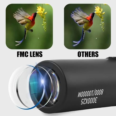 Portable Binoculars, 3000x25 Long-Focus HD Professional Monocular for Adults, Suitable for Outdoor Camping and Hunting (Black) in Saudi Arabia