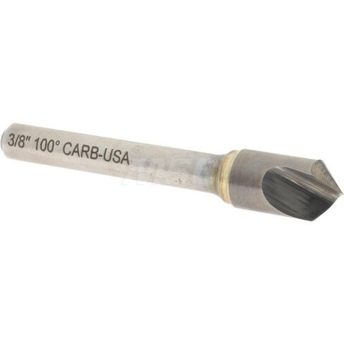 Countersink, Right Hand Cut, Solid Carbide, 3/8" Head Diameter, 1/4" Shank Diameter, 100° Included Angle, 1 Flute, 2" OAL, Bright/Uncoated Finish in Saudi Arabia