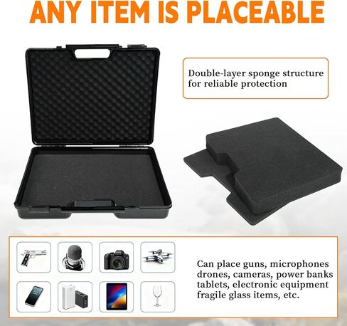 hard case with foam - waterproof travel case for microphone and gear, shockproof hard shell storage box with customizable foam, 19x16x4.5 inches, ideal for home, camping and outdoor use in Saudi Arabia
