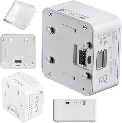 بطارية GODOX ML-BA، متوافقة مع مصابيح فيديو LED ثنائية اللون ML80Bi وML150Bi، حزمة طاقة قابلة لإعادة الشحن 14.4 فولت 6600 مللي أمبير في الساعة مع شحن USB-C للاستوديو والتصوير الخارجي in Saudi Arabia