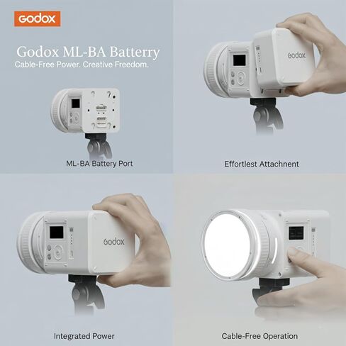 بطارية GODOX ML-BA، متوافقة مع مصابيح فيديو LED ثنائية اللون ML80Bi وML150Bi، حزمة طاقة قابلة لإعادة الشحن 14.4 فولت 6600 مللي أمبير في الساعة مع شحن USB-C للاستوديو والتصوير الخارجي in Saudi Arabia